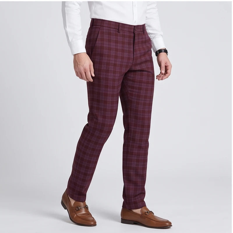 Men's Checked Wool Dress Trousers