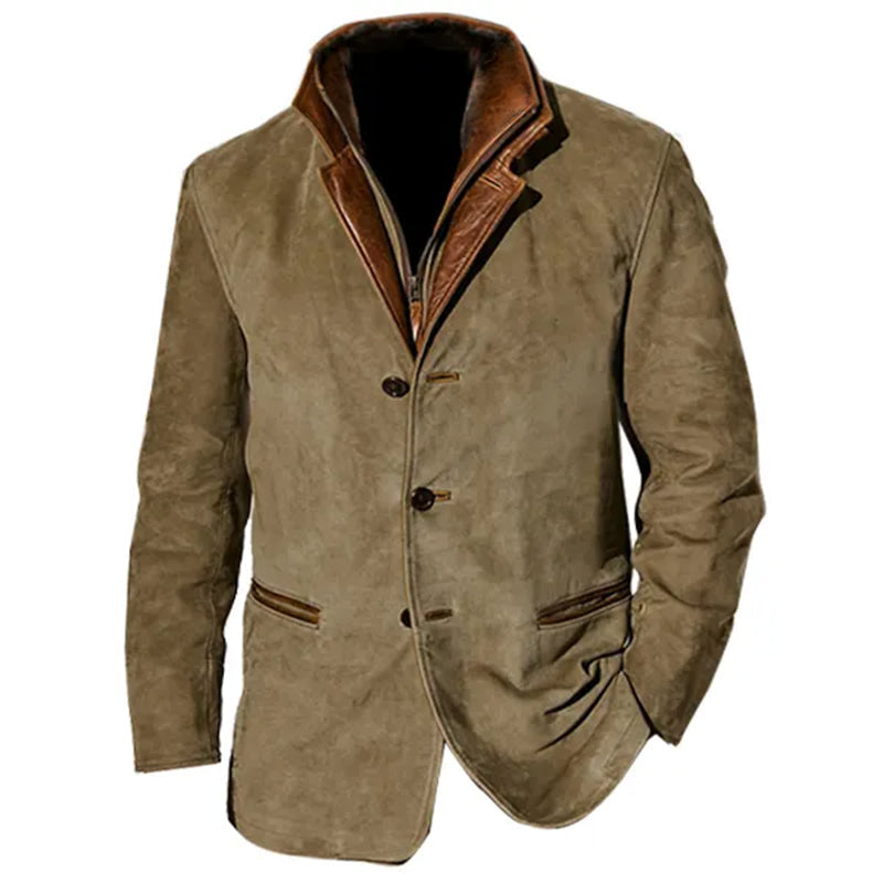 Men's Collared Button-Up Jacket