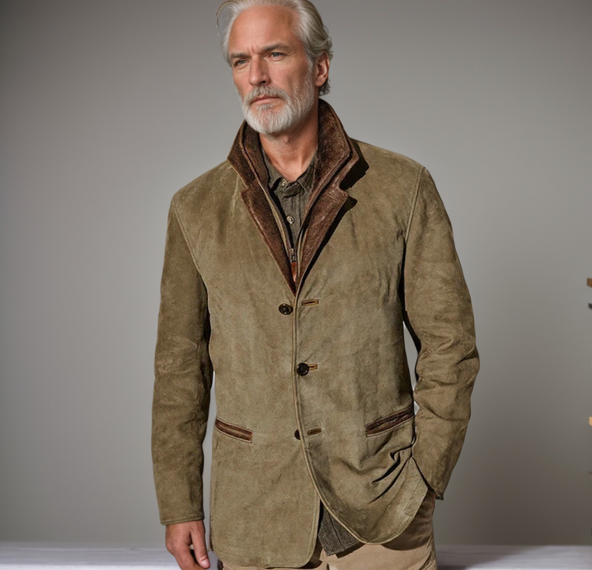 Men's Collared Button-Up Jacket
