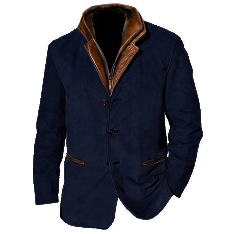 Men's Collared Button-Up Jacket