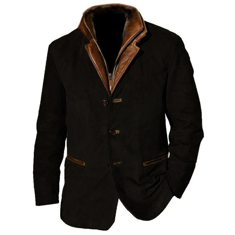 Men's Collared Button-Up Jacket