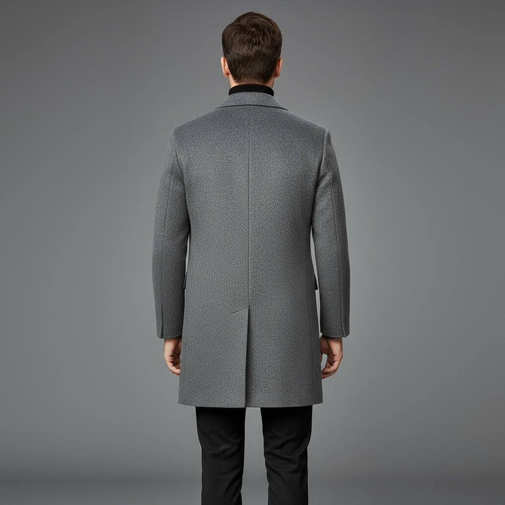 Men's Collared Button-Up Wool Blend Coat