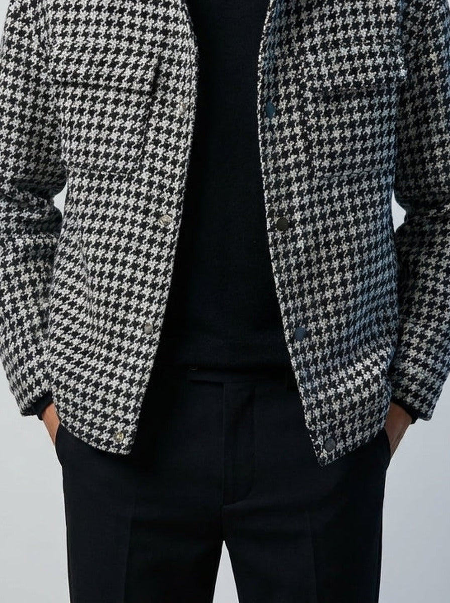 Men's Collared Checked Cropped Jacket