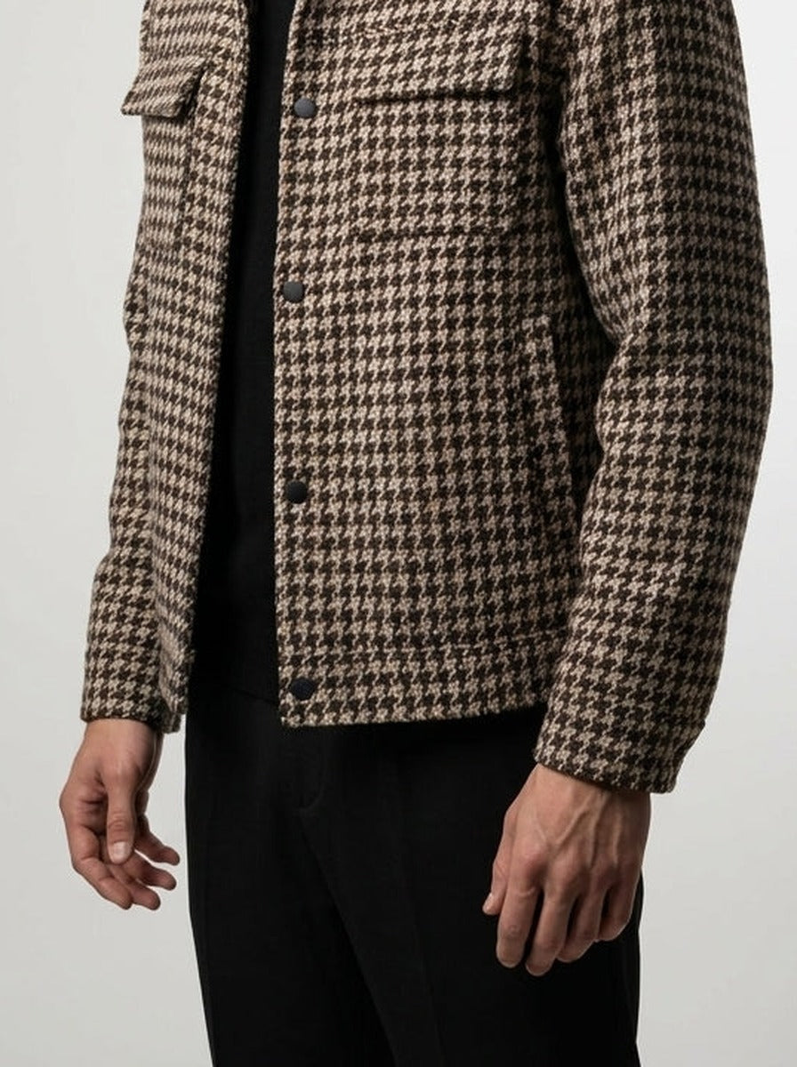 Men's Collared Checked Cropped Jacket