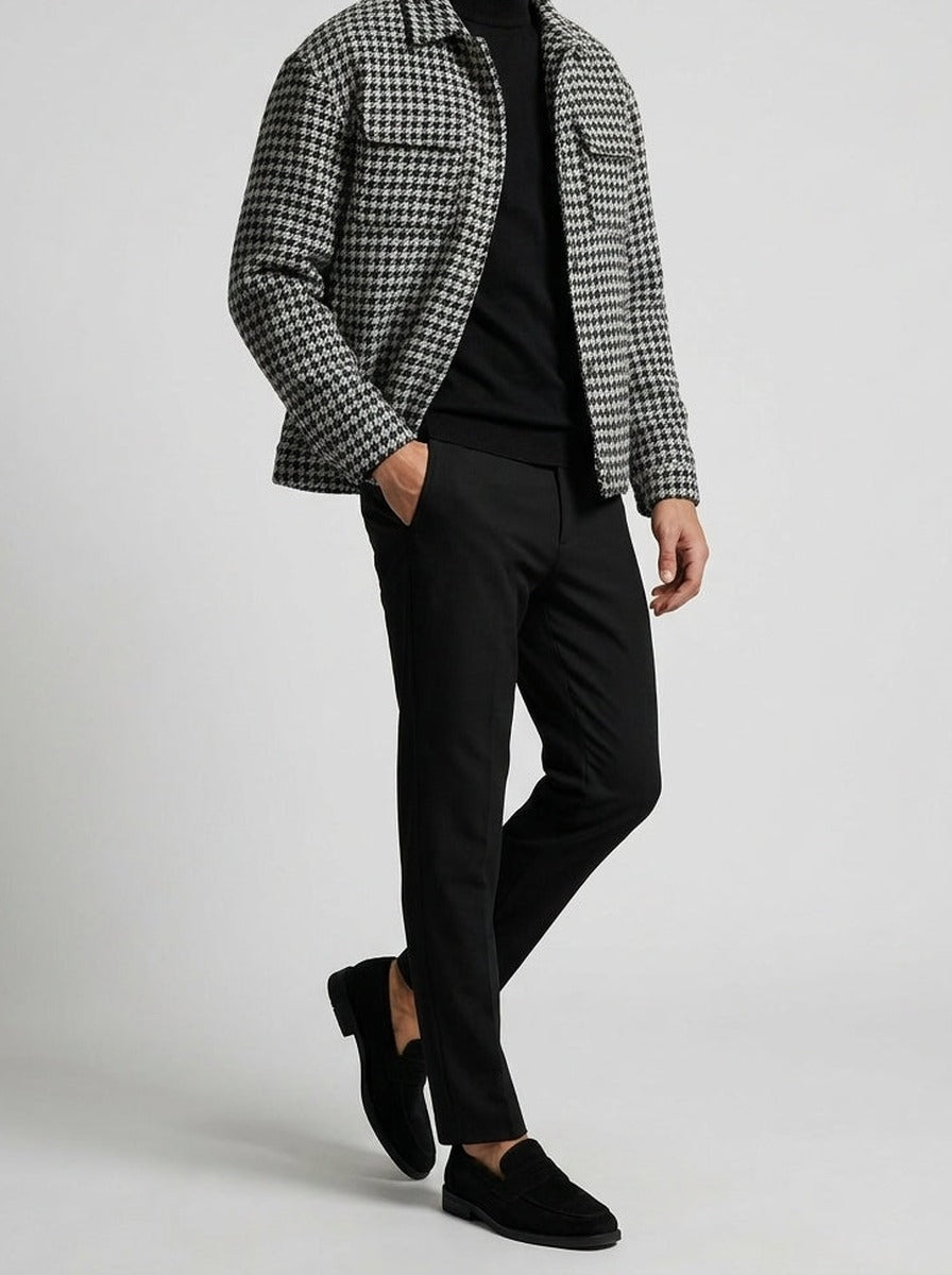 Men's Collared Checked Cropped Jacket