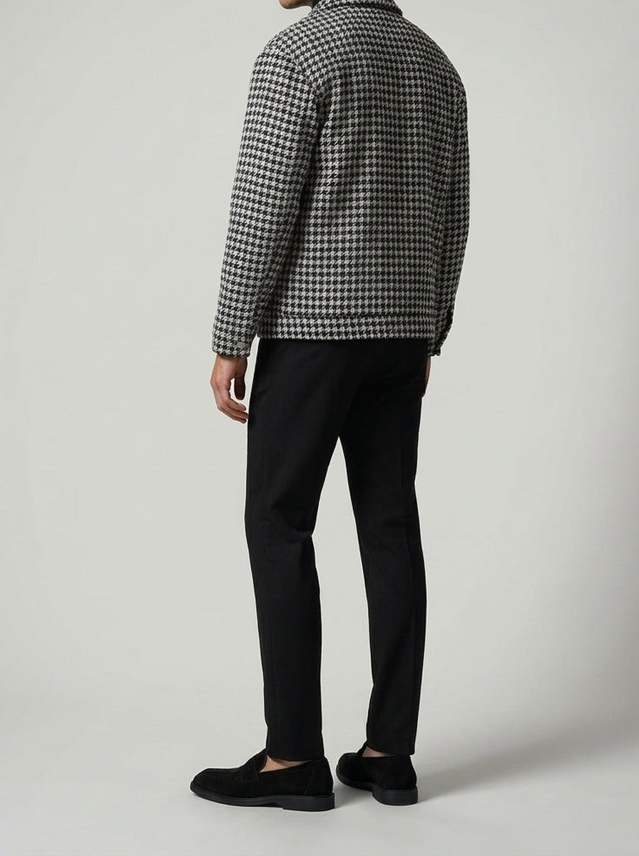 Men's Collared Checked Cropped Jacket
