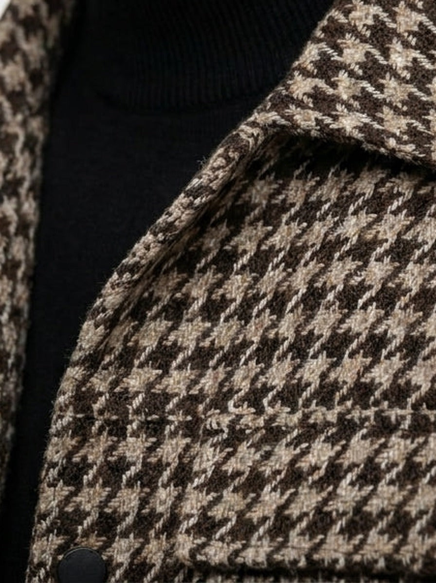Men's Collared Checked Cropped Jacket