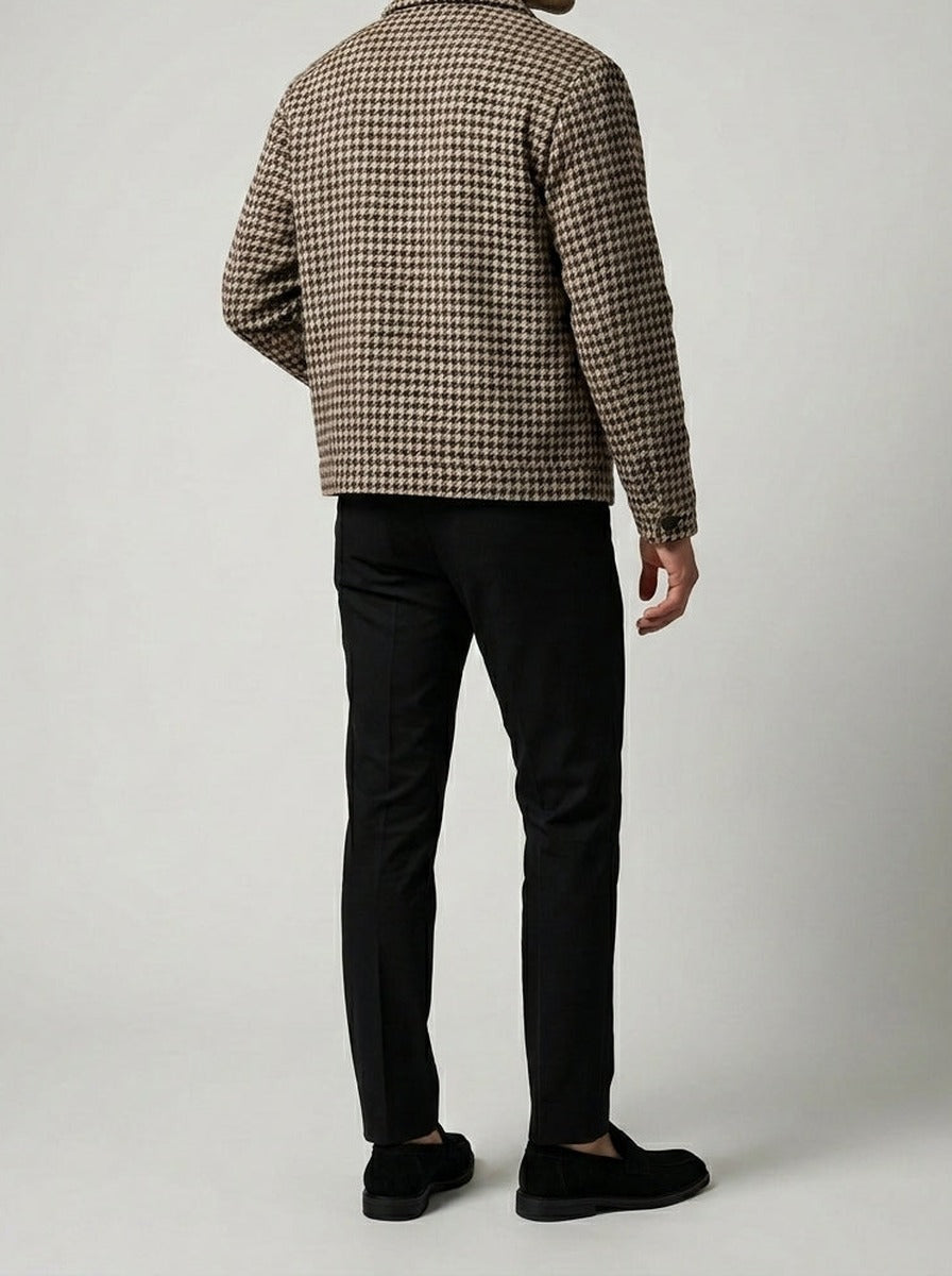 Men's Collared Checked Cropped Jacket