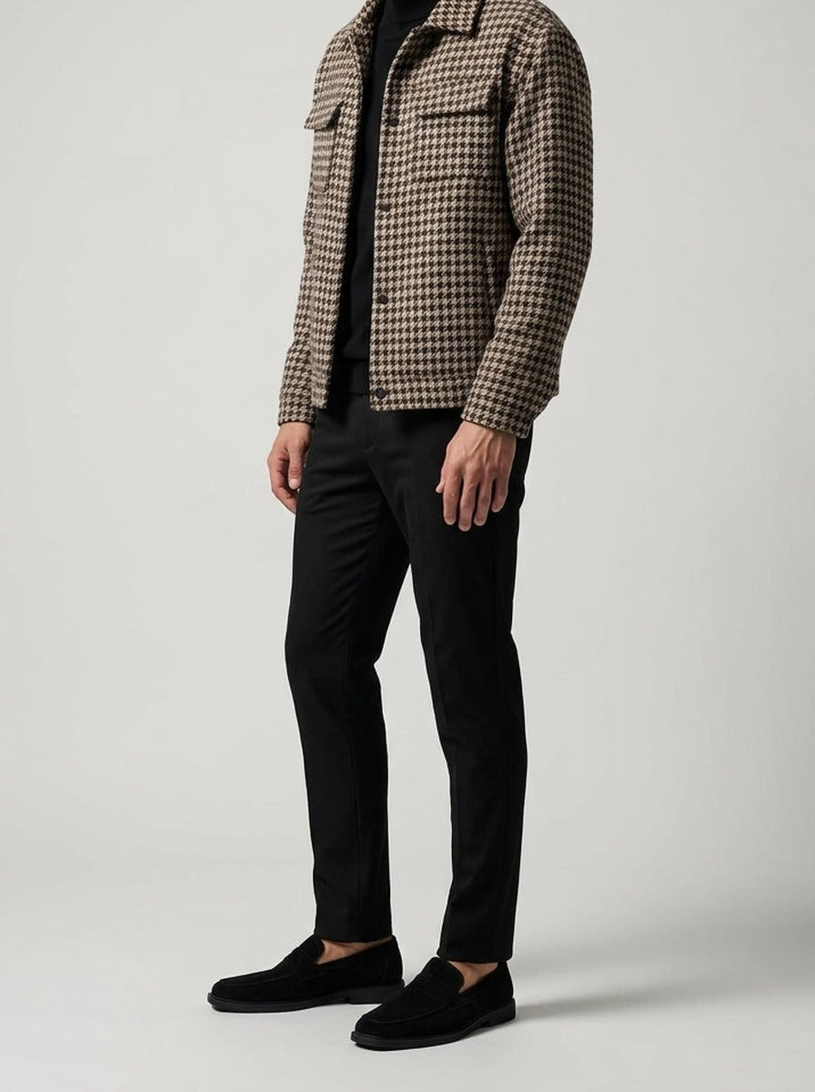 Men's Collared Checked Cropped Jacket