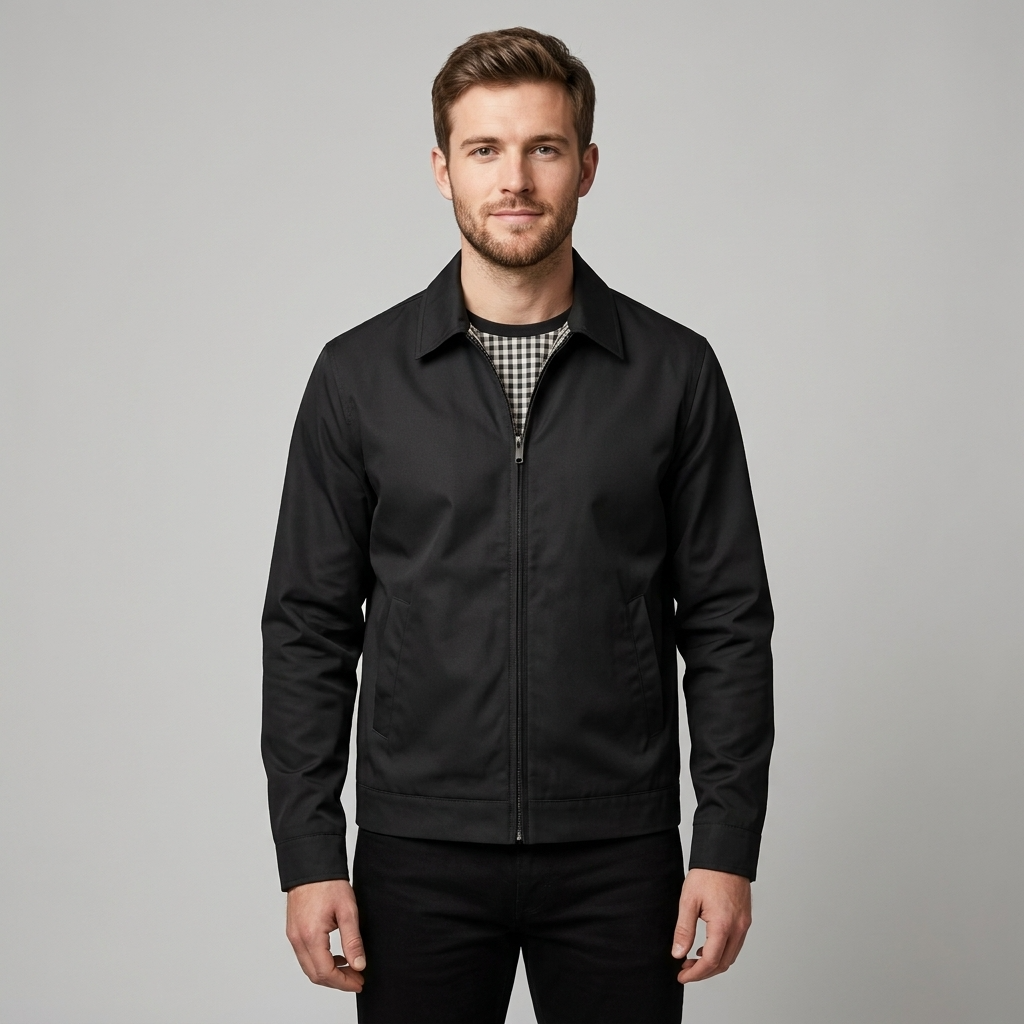 Men's Collared Cotton Blend Harrington Jacket