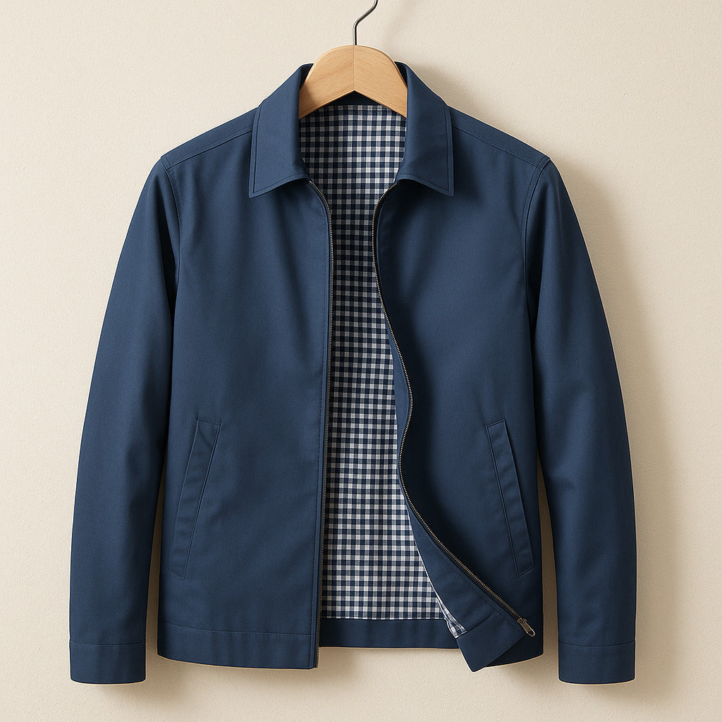 Men's Collared Cotton Blend Harrington Jacket