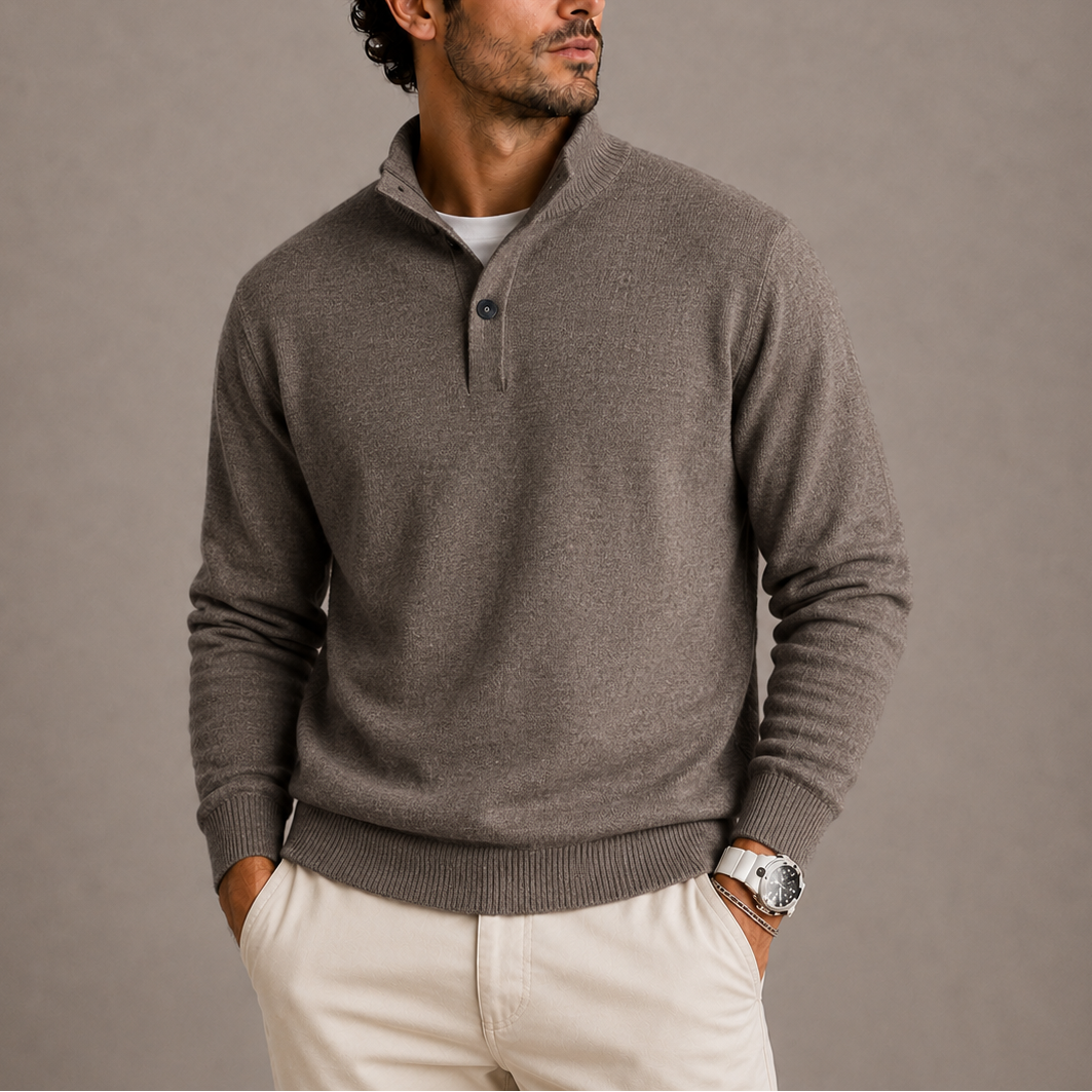 Men's Collared Fine Knit Polo Jumper