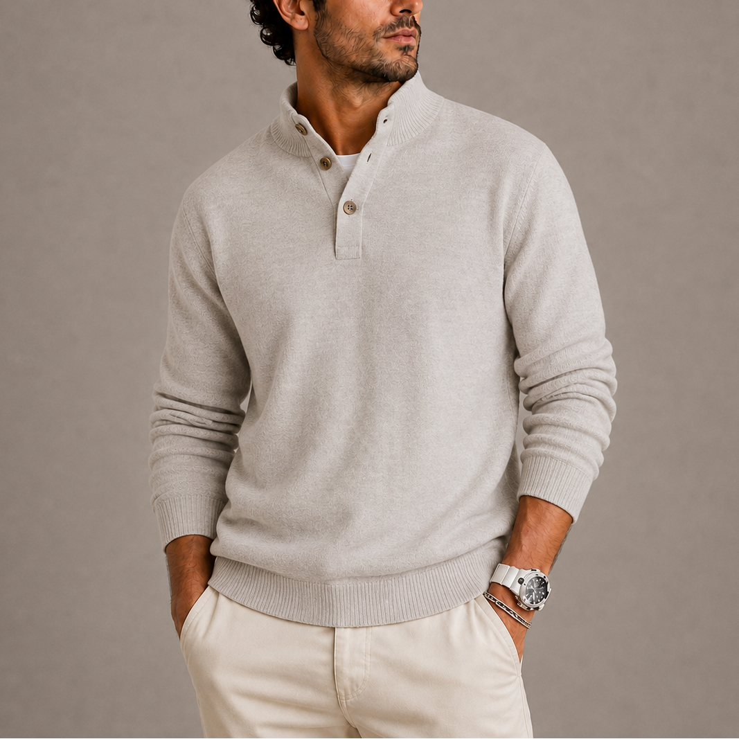 Men's Collared Fine Knit Polo Jumper