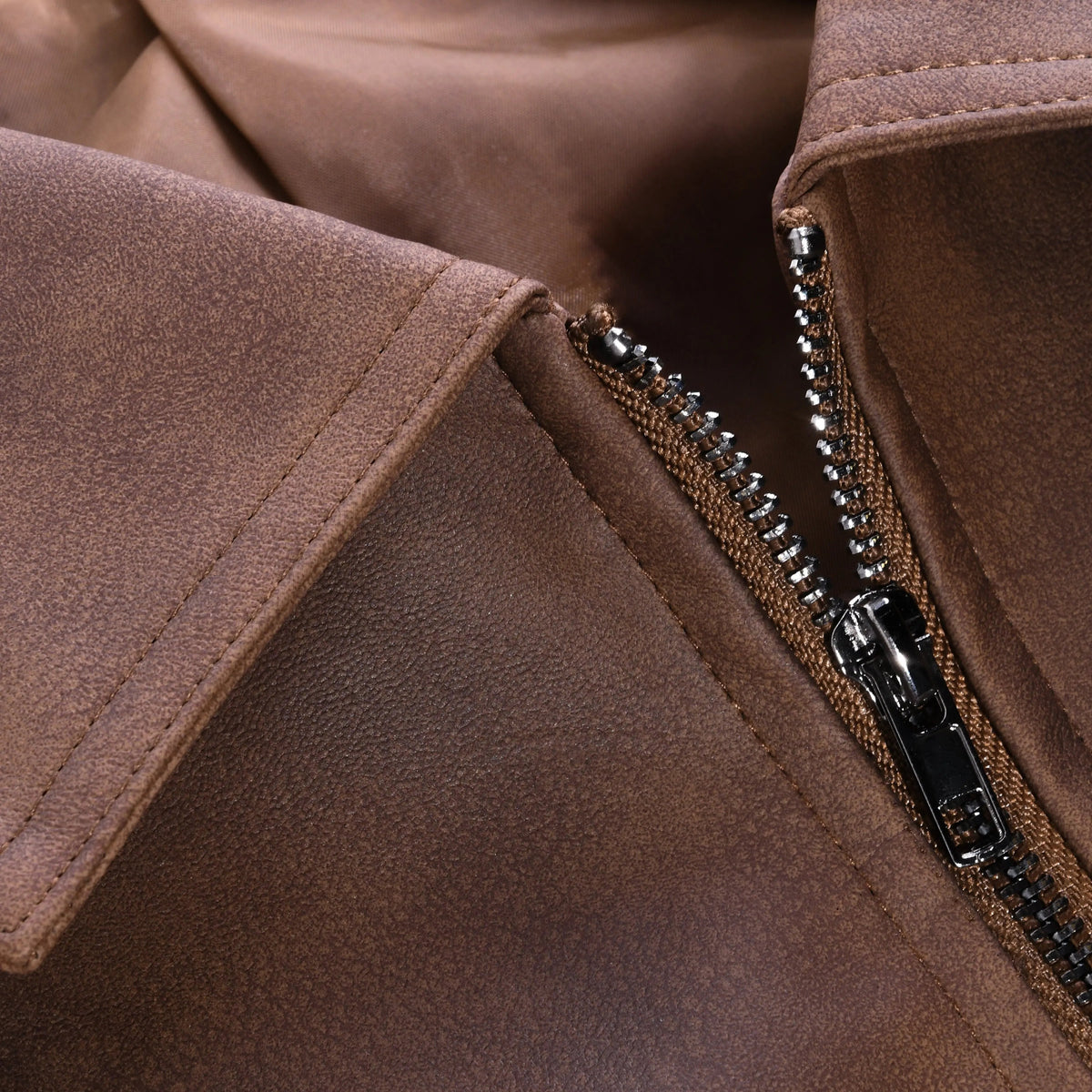 Men's Collared Fitted Leather Jacket