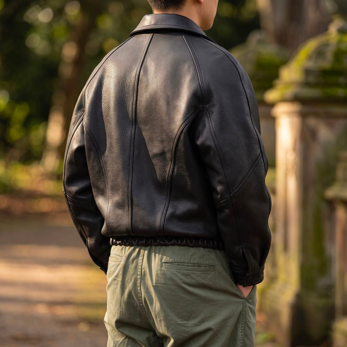 Men's Collared Leather Jacket