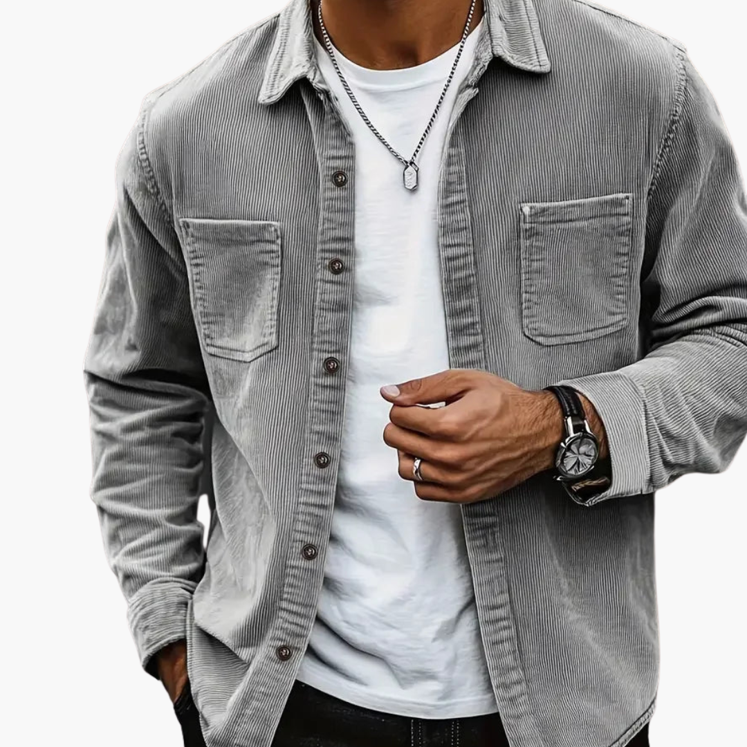 Men's Collared Ribbed Jacket