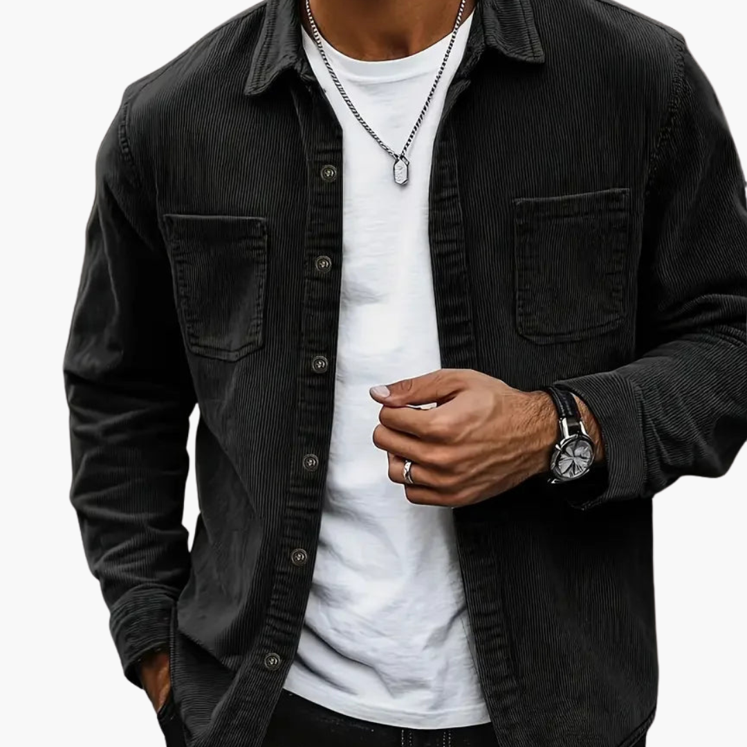 Men's Collared Ribbed Jacket