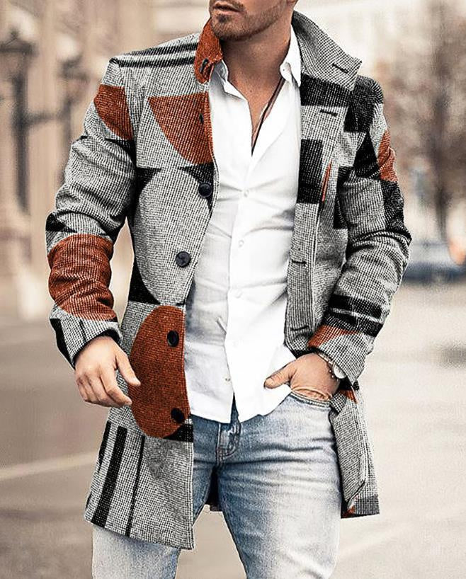 Men's Collared Single Breasted Overcoat