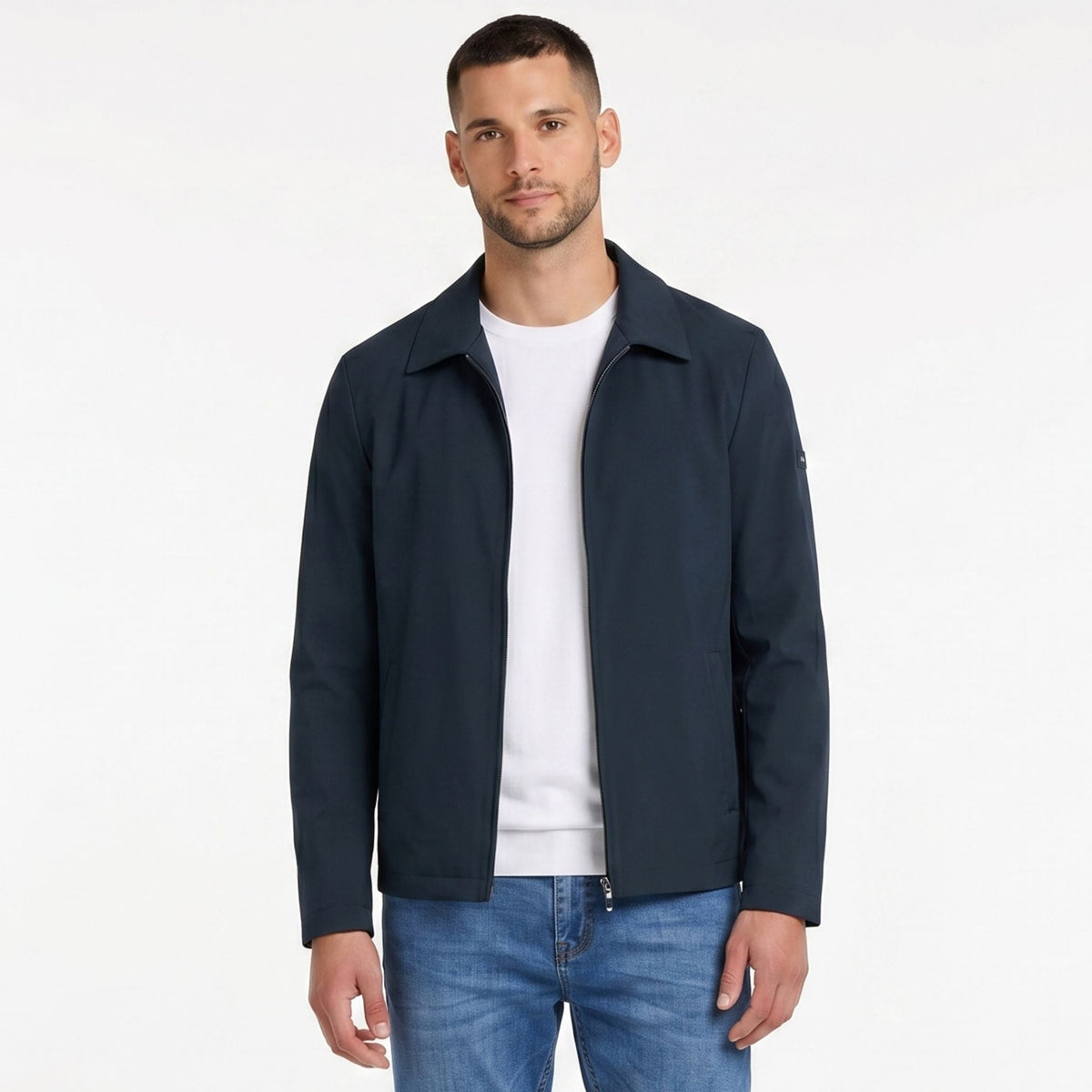 Men's Collared Zip-Up Blouson Jacket