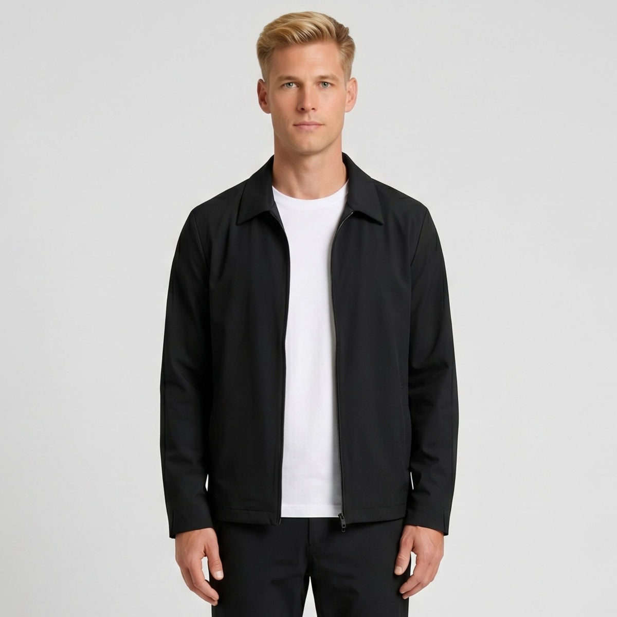 Men's Collared Zip-Up Blouson Jacket