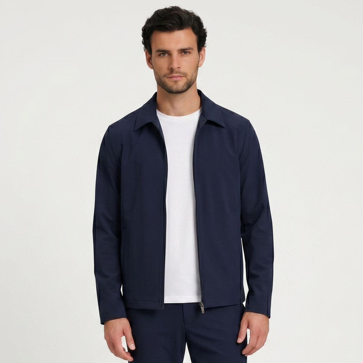 Men's Collared Zip-Up Blouson Jacket