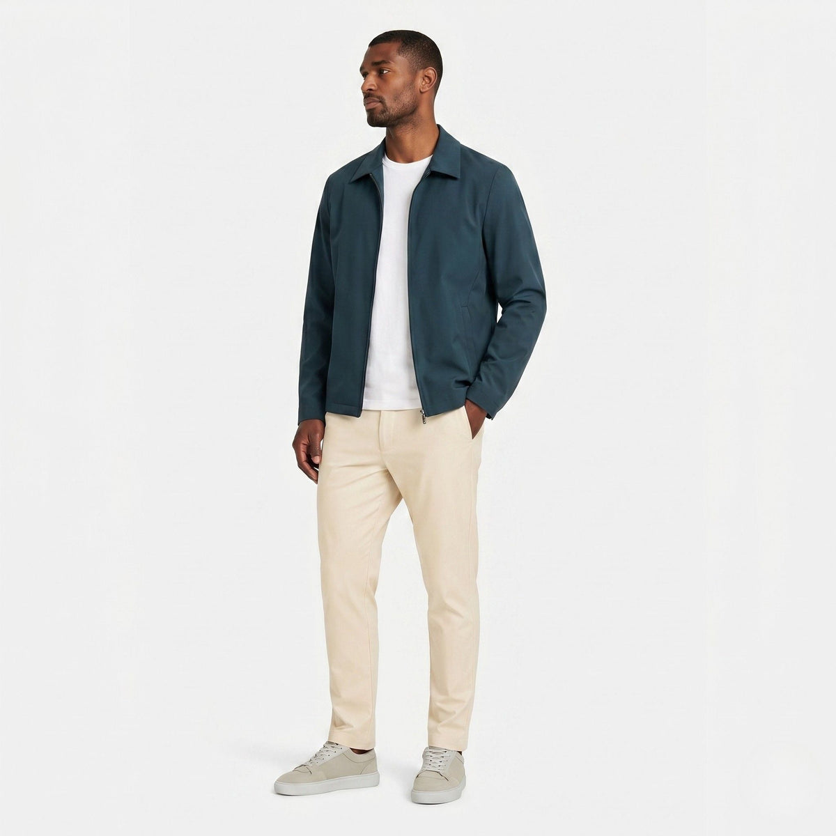 Men's Collared Zip-Up Blouson Jacket