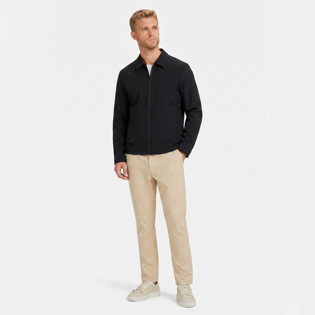 Men's Collared Zip-Up Blouson Jacket
