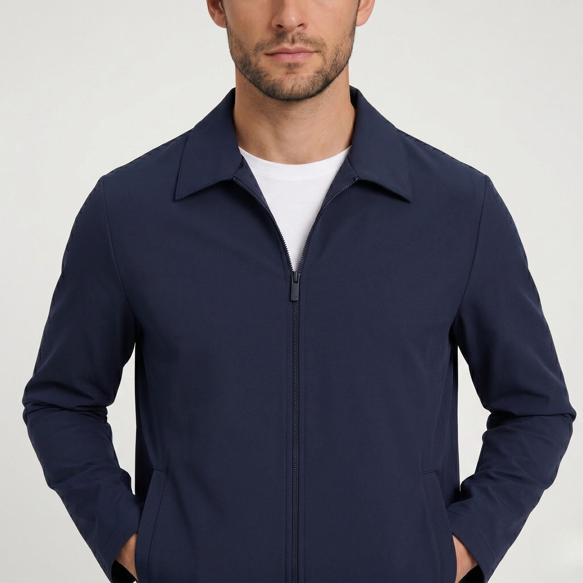 Men's Collared Zip-Up Blouson Jacket