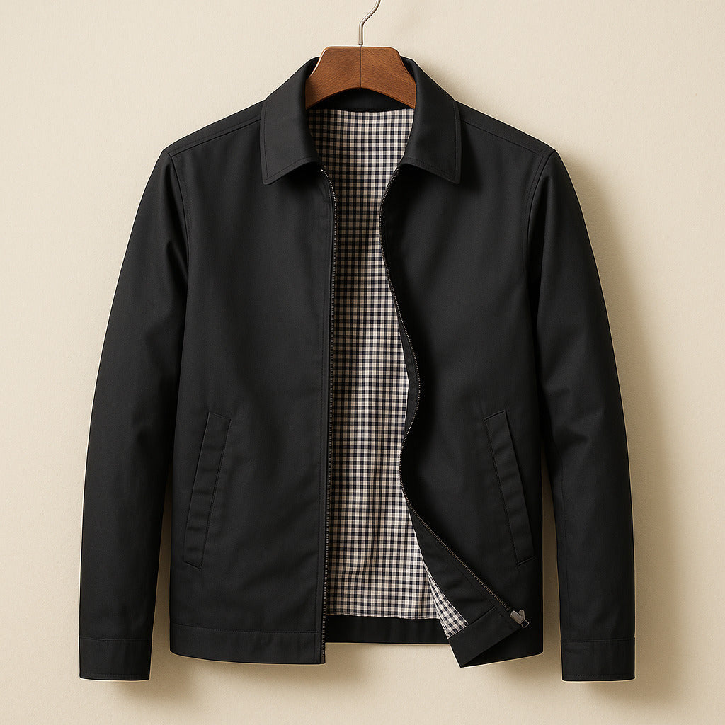 Men's Collared Zip-Up Harrington Jacket
