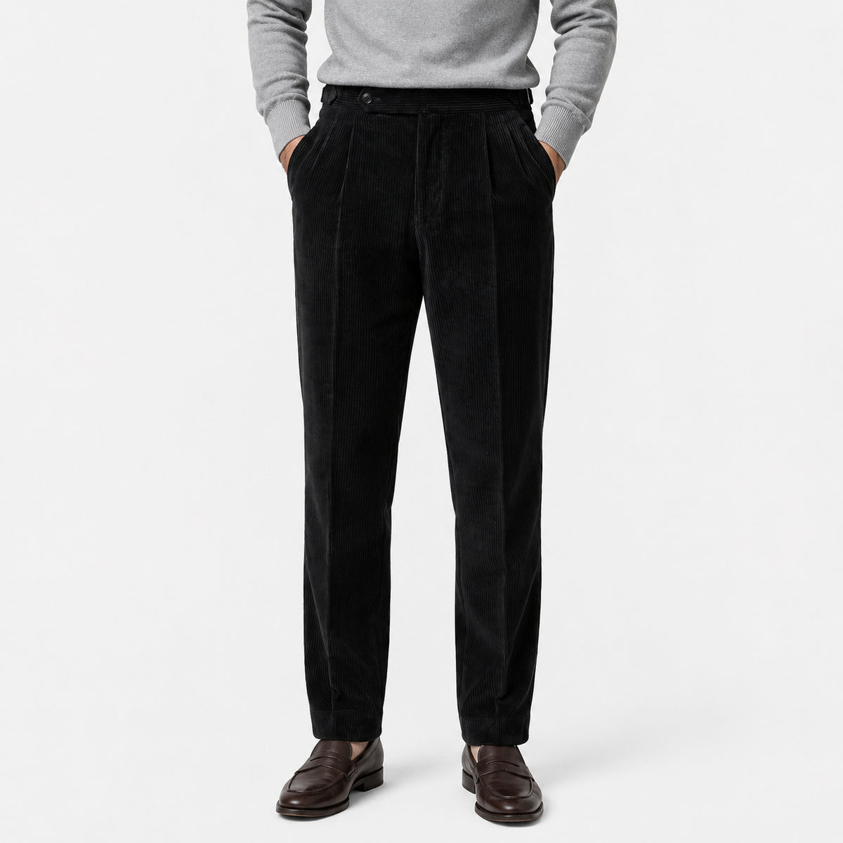 Men's Corduroy Tailored Pleated Trousers