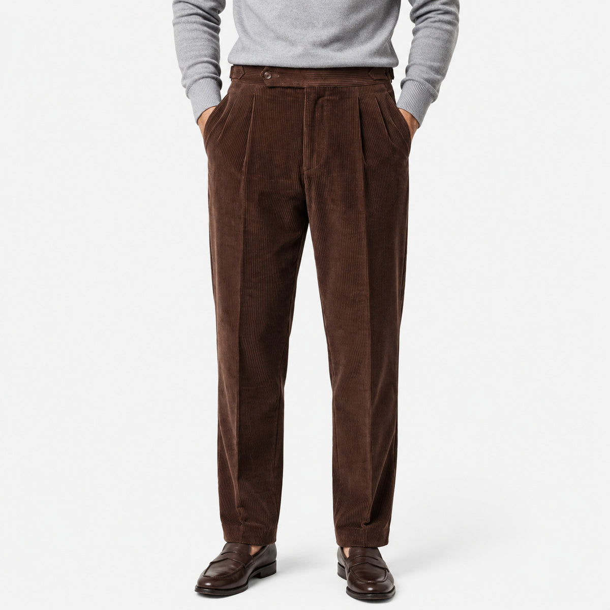 Men's Corduroy Tailored Pleated Trousers