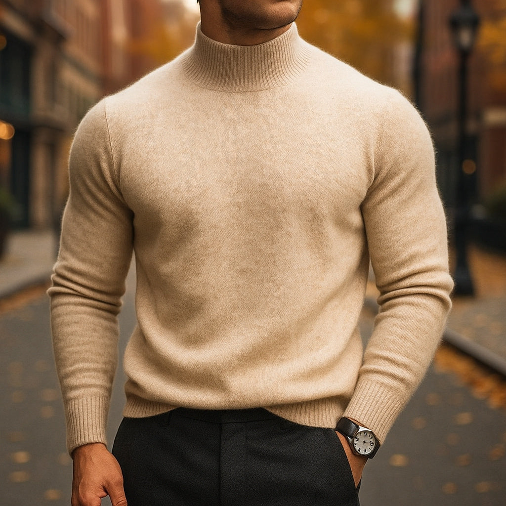 Men's Fitted Fine Knit Roll Neck Jumper