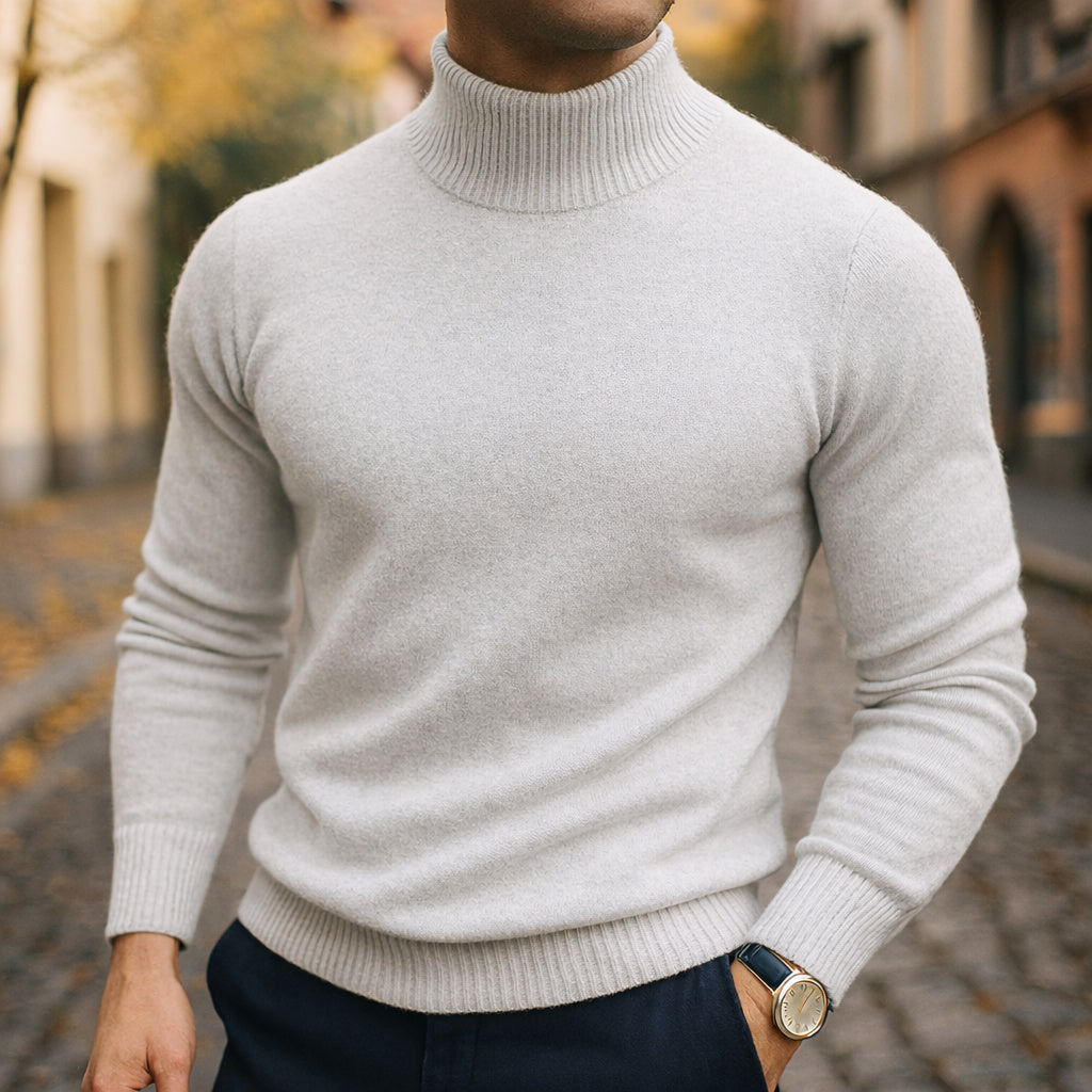 Men's Fitted Fine Knit Roll Neck Jumper