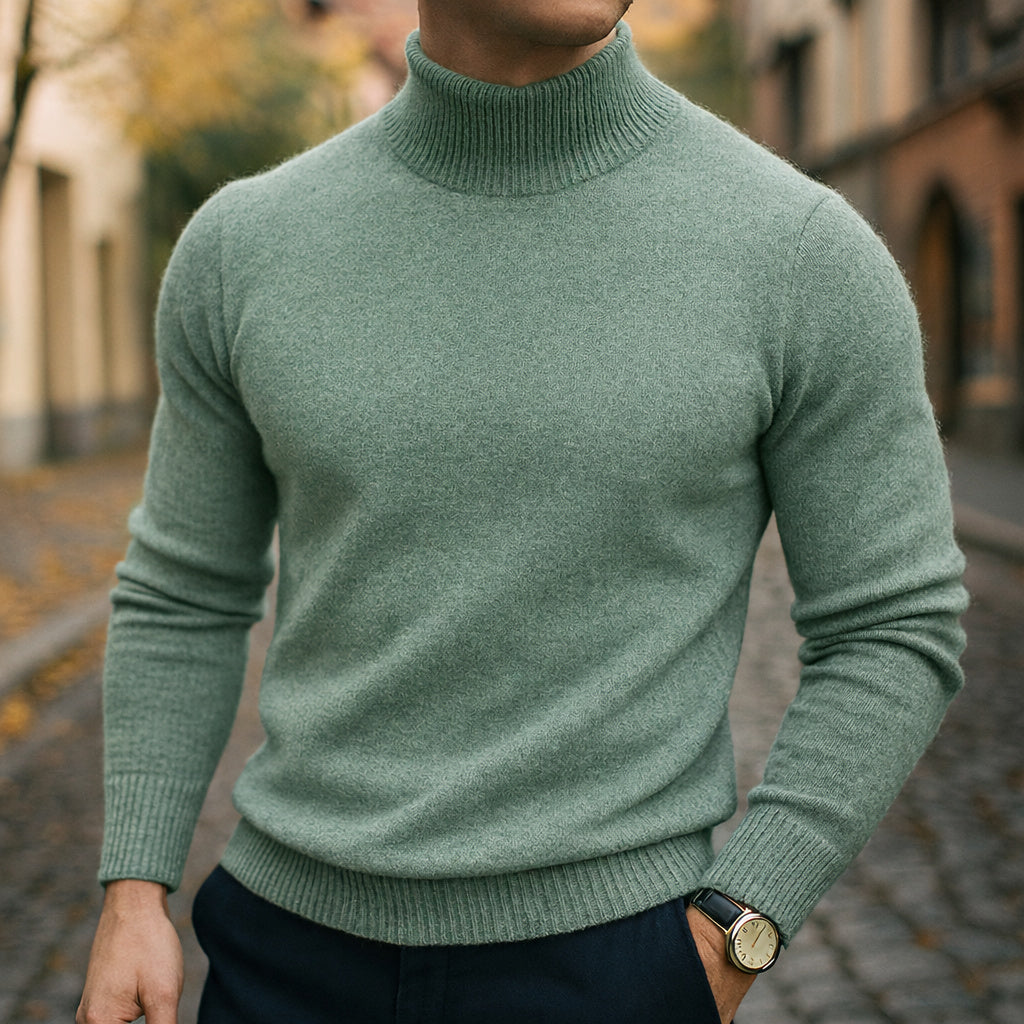 Men's Fitted Fine Knit Roll Neck Jumper