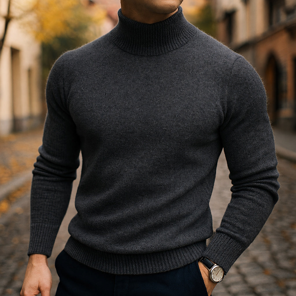 Men's Fitted Fine Knit Roll Neck Jumper