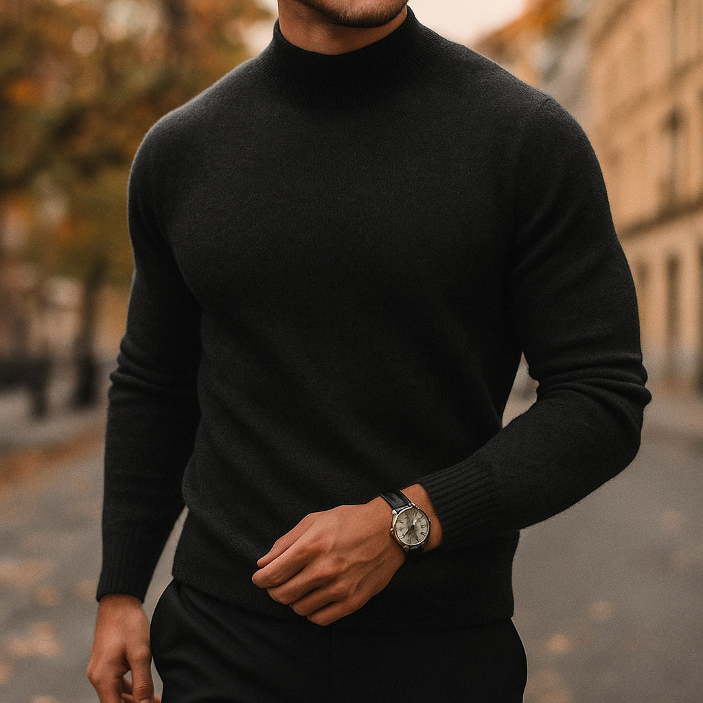 Men's Fitted Fine Knit Roll Neck Jumper