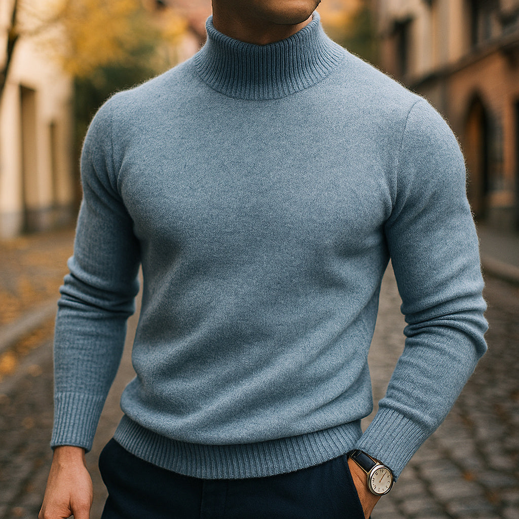 Men's Fitted Fine Knit Roll Neck Jumper