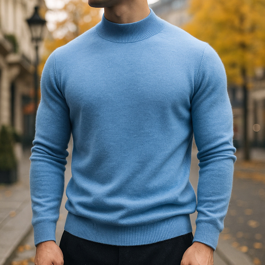 Men's Fitted Fine Knit Roll Neck Jumper