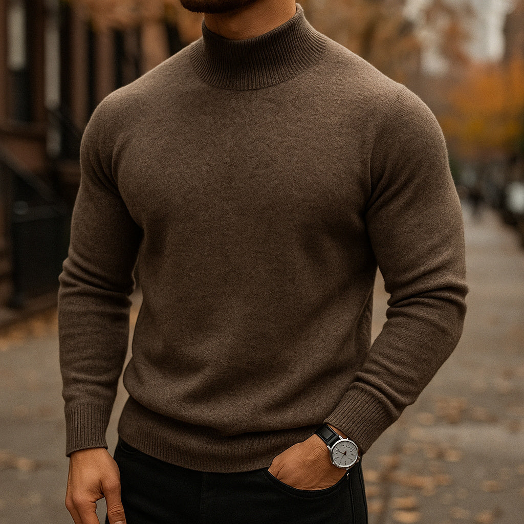 Men's Fitted Fine Knit Roll Neck Jumper