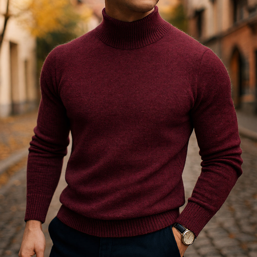 Men's Fitted Fine Knit Roll Neck Jumper