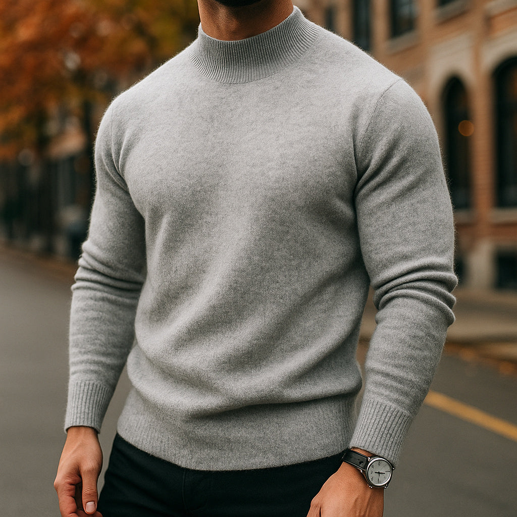 Men's Fitted Fine Knit Roll Neck Jumper