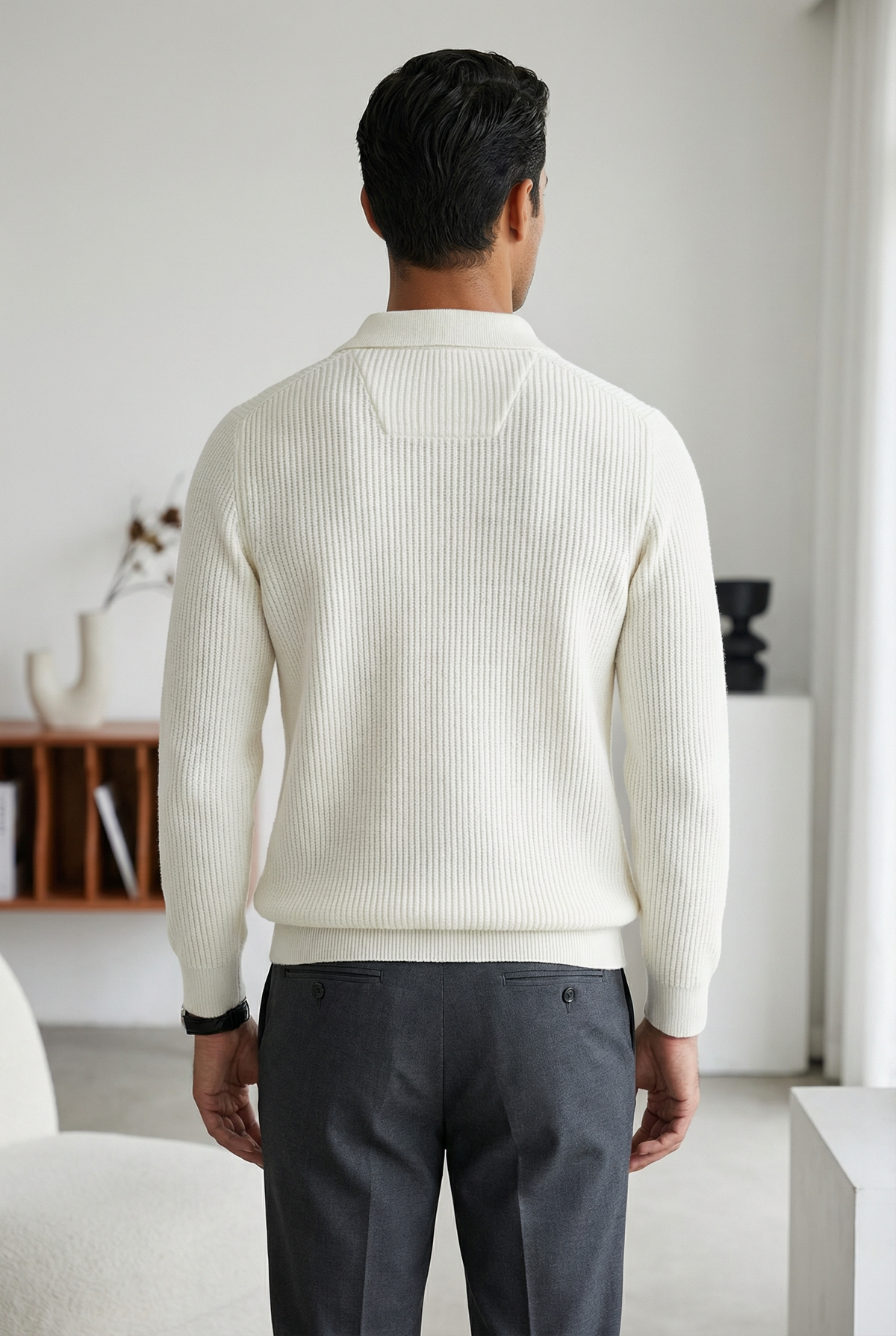 Men's Fitted Wool Quarter Zip Jumper