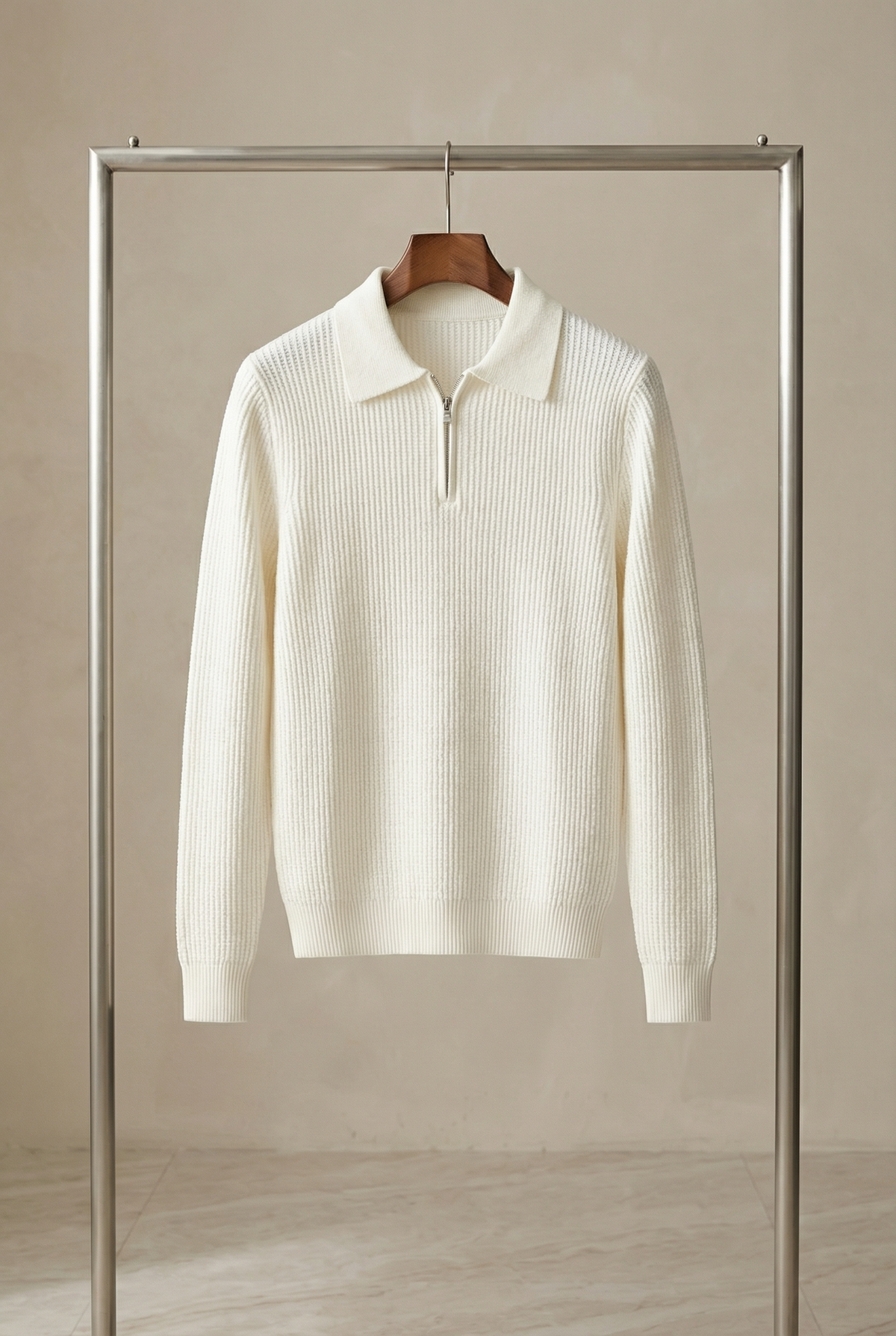 Men's Fitted Wool Quarter Zip Jumper