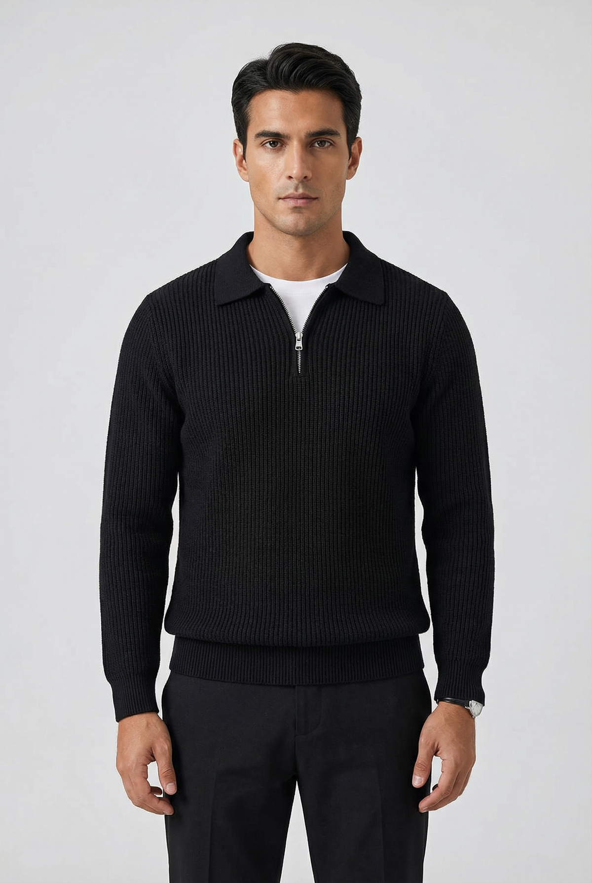 Men's Fitted Wool Quarter Zip Jumper