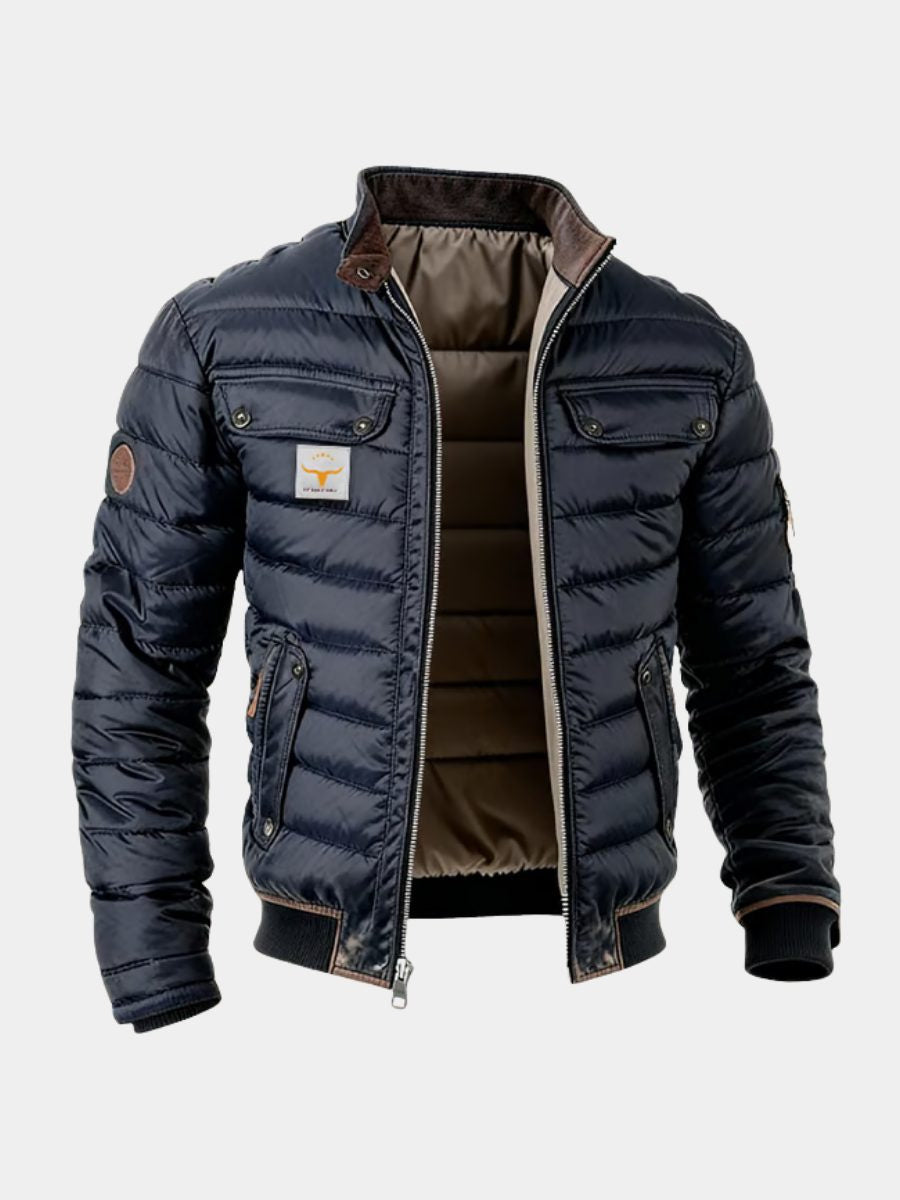 Men's Fitted Zip-Up Quilted Bomber Jacket