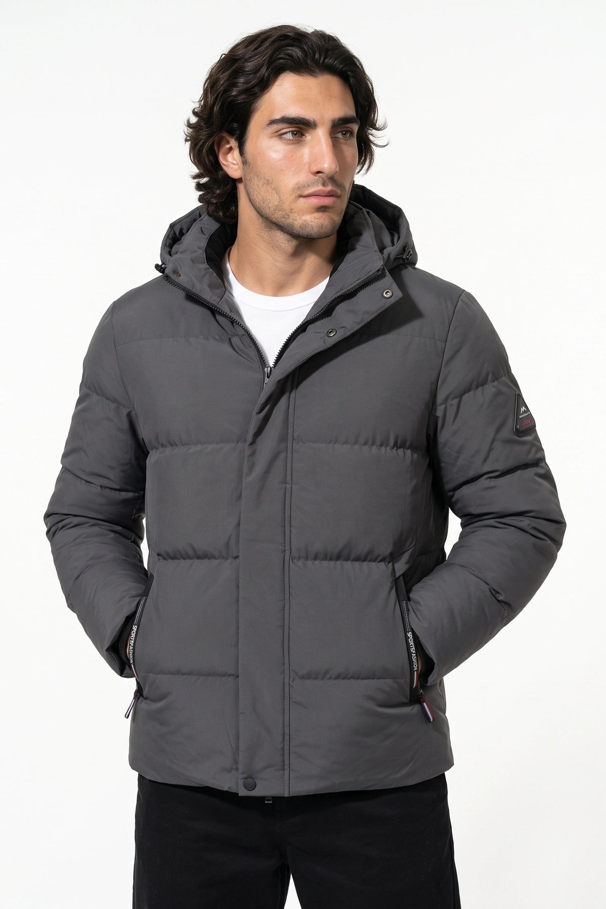 Men's Fleece Lined Hooded Puffer Jacket