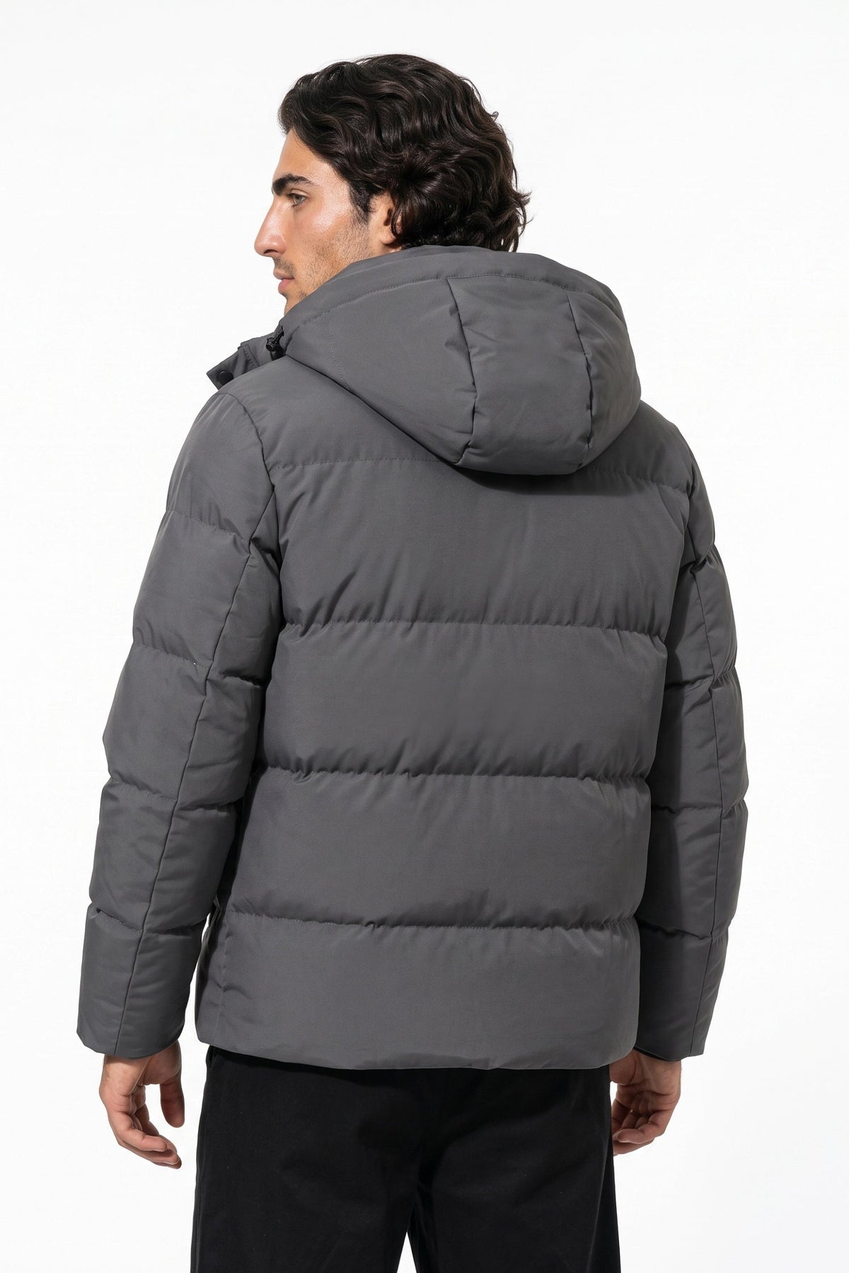 Men's Fleece Lined Hooded Puffer Jacket