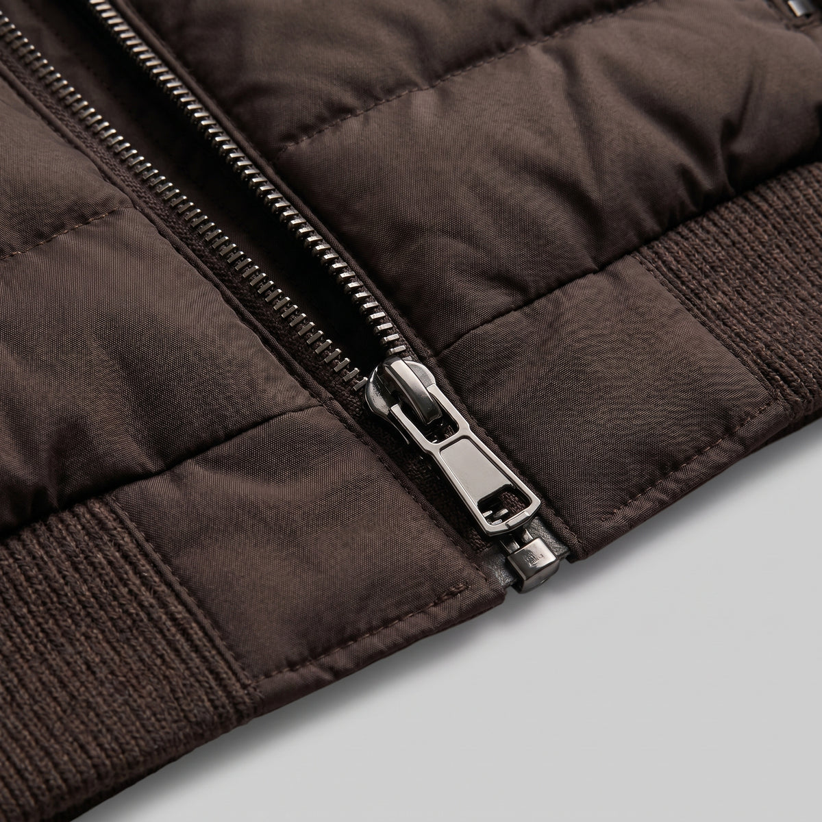 Men's Funnel Neck Zip-Up Hybrid Quilted Jacket