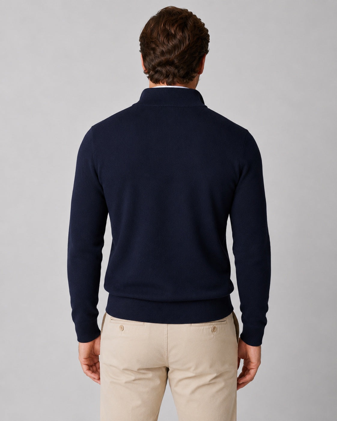 Men's High Neck Collared Quarter Zip Jumper