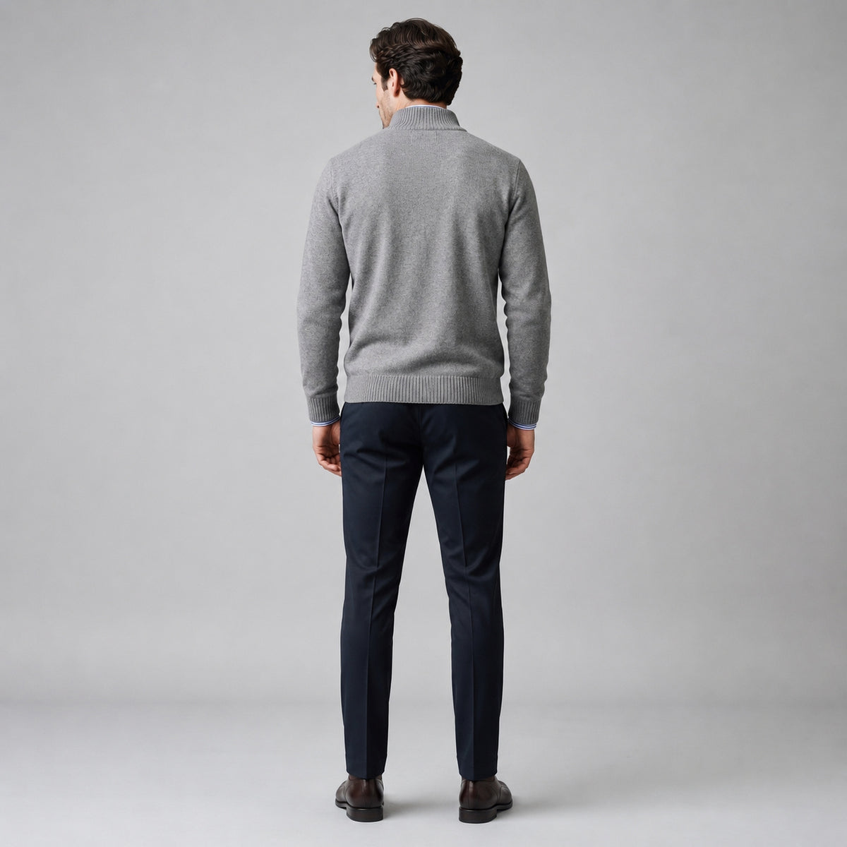 Men's High Neck Cotton Half Zip Jumper